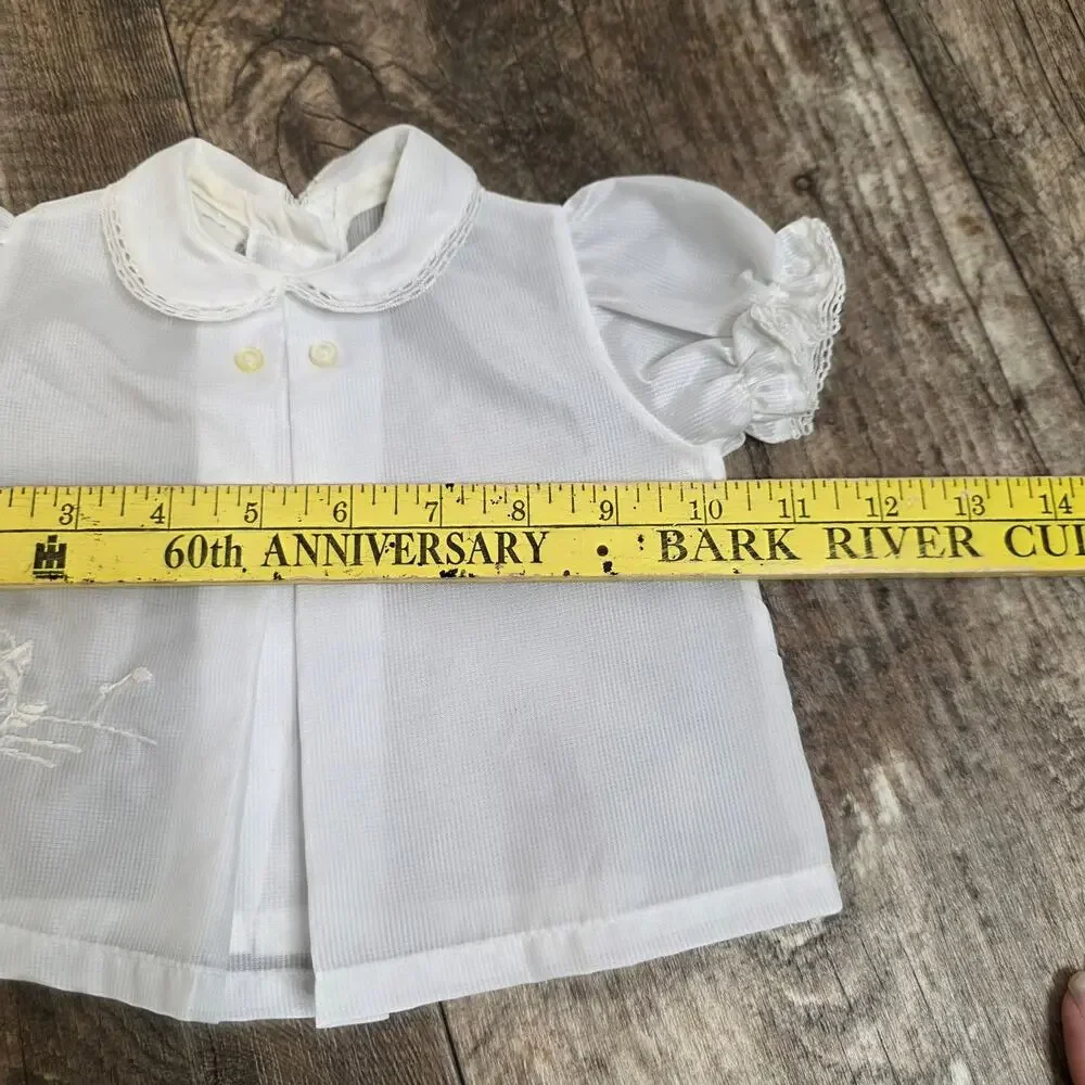 Vintage White Toddler Blouse 4T Puff Sleeve Embroidered Peter Pan Cottagecore